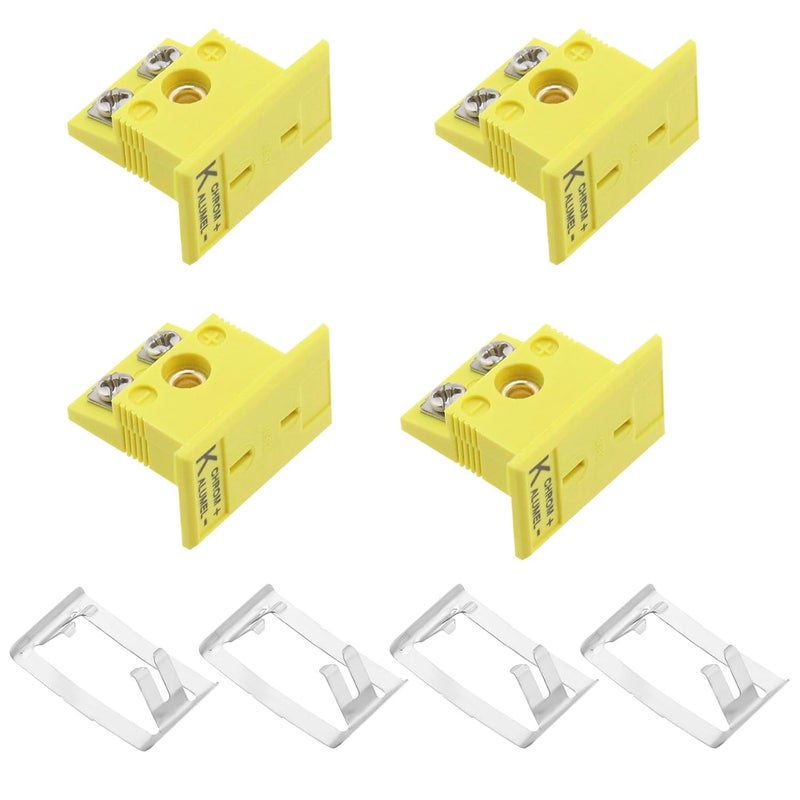 OTOTEC 4 Sets K Type Thermocouple Wire Connectors with Panel,Yellow Mini Socket with Panel Installation,21mm x 24mm x 14mm MPJ-K-F - Image 1